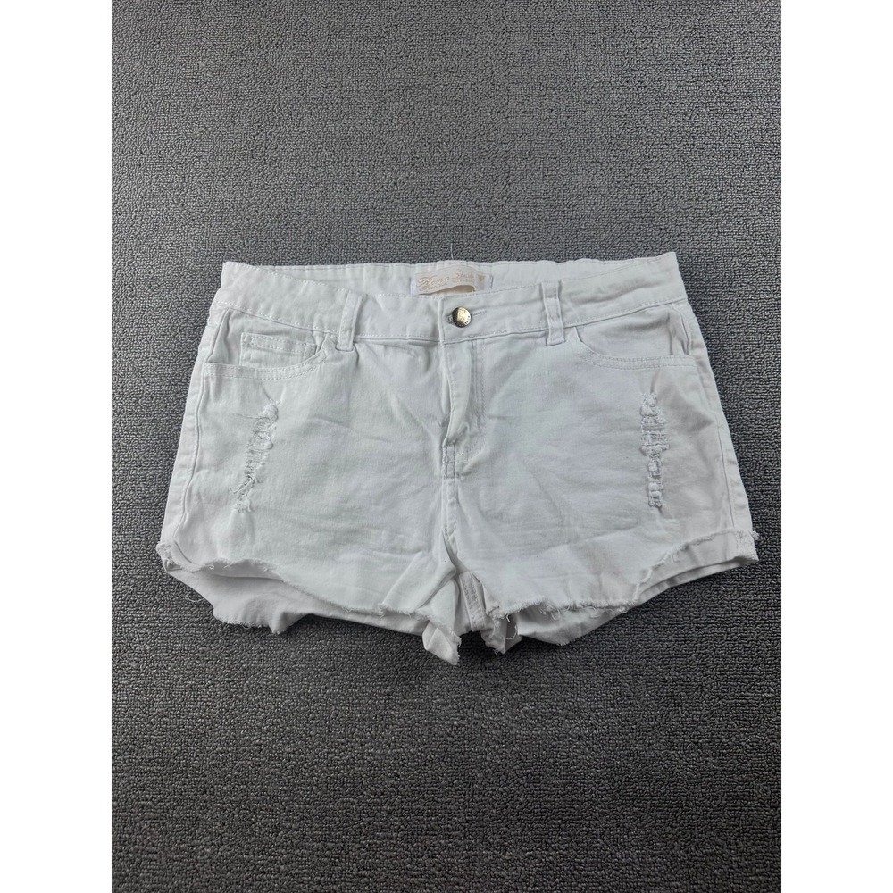 Roma Studio Shorts Women 13 White Distressed Cut-Off Frayed Hem Boho Festival